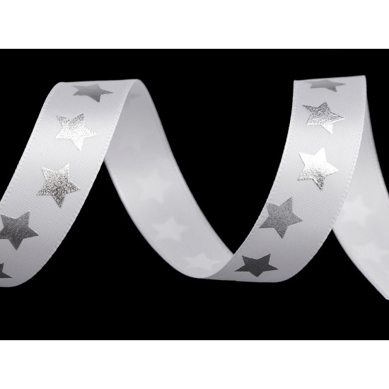 Christmas satin ribbon stars width 20 mm - Red (1 Meter) Christmas satin ribbon stars width 20 mm - Red (1 Meter)