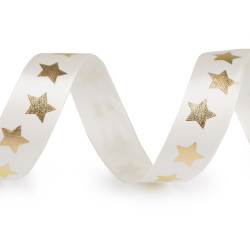 Christmas satin ribbon stars width 20 mm - Creamy light (1 Meter)