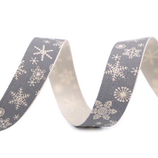 Christmas satin ribbon snowflakes width 15 mm - Lightbeige (1 Meter) Christmas satin ribbon snowflakes width 15 mm - Lightbeige (1 Meter)