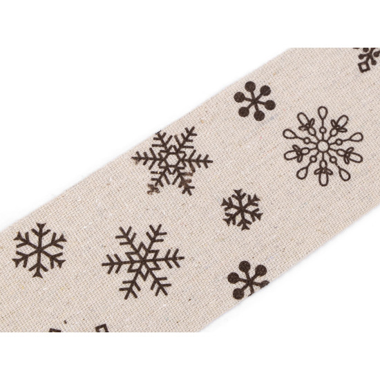 Christmas linen cut ribbon snowflakes width 63 mm - Ecru light (1 Meter) Christmas linen cut ribbon snowflakes width 63 mm - Ecru light (1 Meter)