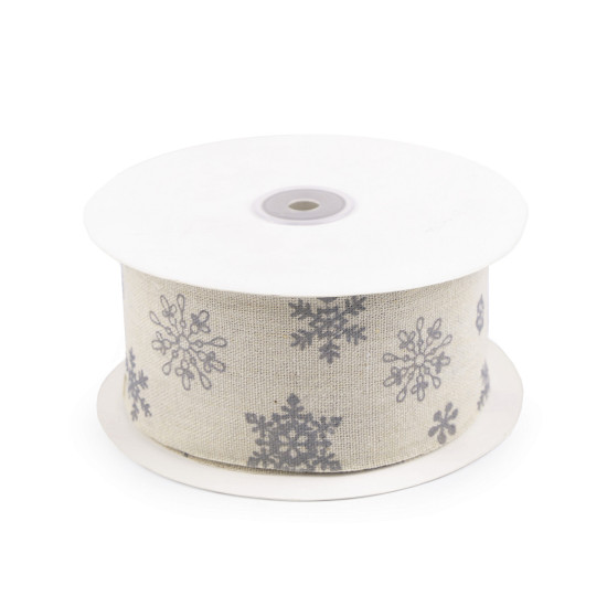 Christmas linen cut ribbon snowflakes width 63 mm - Ecru light (1 Meter) Christmas linen cut ribbon snowflakes width 63 mm - Ecru light (1 Meter)
