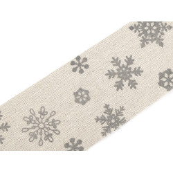 Wstążka cięta lniana płatki śniegu szerokość 63 mm - Naturalny jasny (1 Metr)