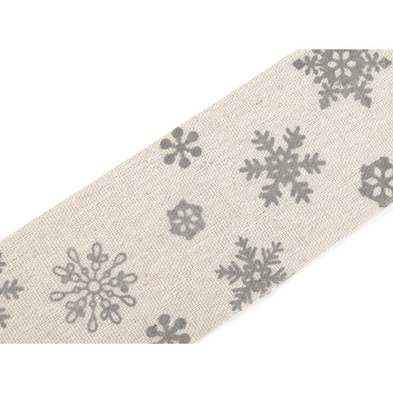 Christmas linen cut ribbon snowflakes width 63 mm - Ecru light (1 Meter) Christmas linen cut ribbon snowflakes width 63 mm - Ecru light (1 Meter)