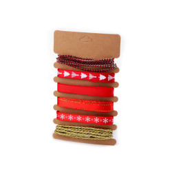 Christmas ribbon set for gift wrapping - Red (1 Set)