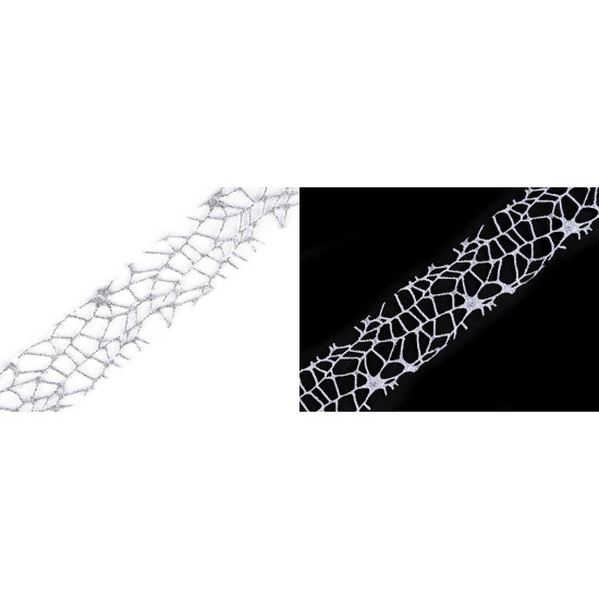 Christmas ribbon spider web with glitter width 40 mm - White (9 Meters) Christmas ribbon spider web with glitter width 40 mm - White (9 Meters)
