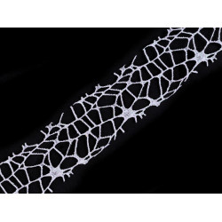 Christmas ribbon spider web with glitter width 40 mm - White (27 Meters)