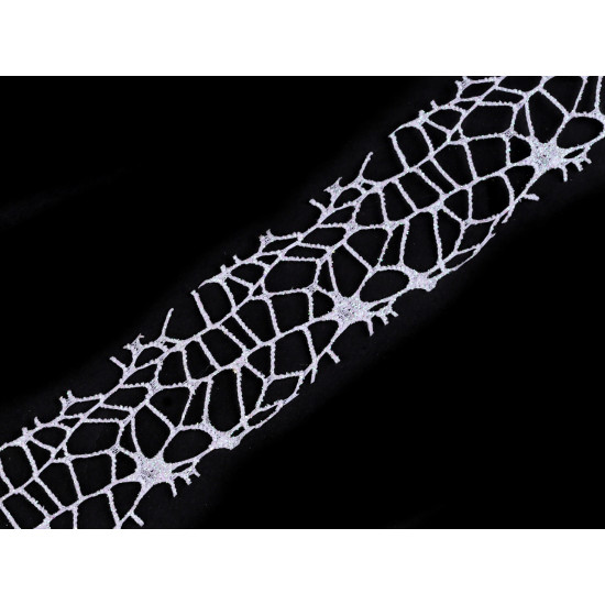 Christmas ribbon spider web with glitter width 40 mm - White (9 Meters) Christmas ribbon spider web with glitter width 40 mm - White (9 Meters)