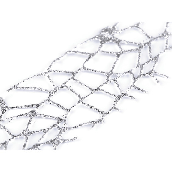 Christmas ribbon spider web with glitter width 40 mm - White (9 Meters) Christmas ribbon spider web with glitter width 40 mm - White (9 Meters)