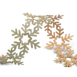 Christmas self-adhesive trim - snowflakes width 35 mm - Gold lt. (1 Meter)