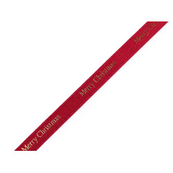 Christmas satin ribbon merry christmas width 9 mm - Red (45 Meters)