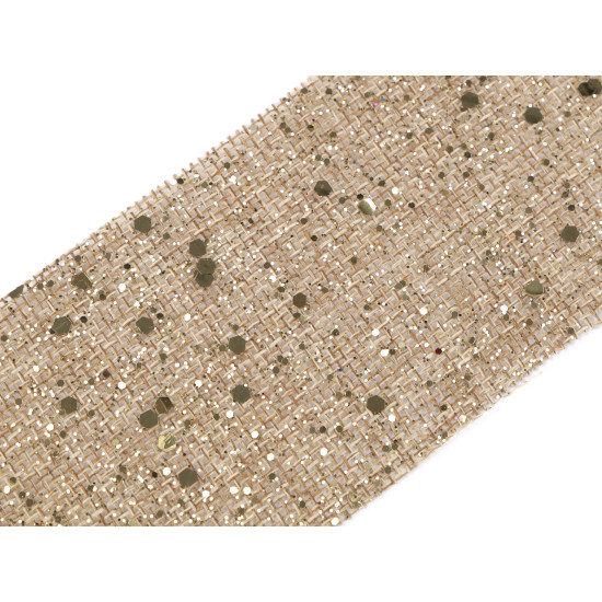 Christmas ribbon imitation jute with glitter, width 60 mm - Natural burlap (1 Meter) Christmas ribbon imitation jute with glitter, width 60 mm - Natural burlap (1 Meter)