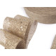 Christmas ribbon imitation jute with glitter, width 60 mm - Natural burlap (1 Meter) Christmas ribbon imitation jute with glitter, width 60 mm - Natural burlap (1 Meter)