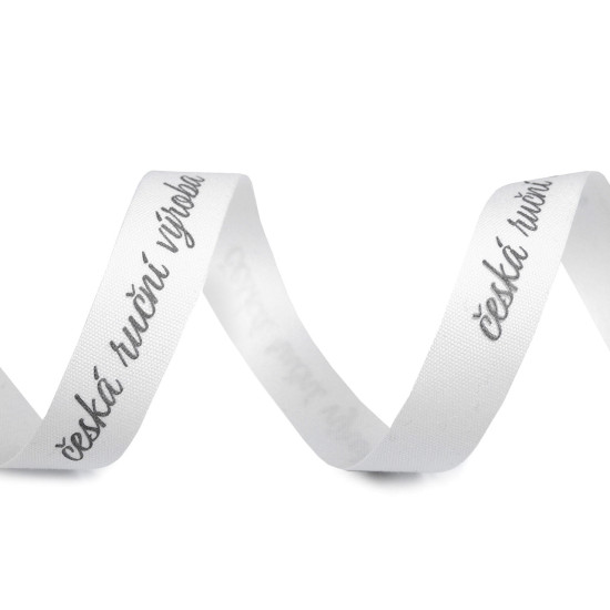 Cotton ribbon width 16 mm, with "česká ruční výroba" and "slovenská ručná výroba" - Ecru light (5 Meters) Cotton ribbon width 16 mm, with "česká ruční výroba" and "slovenská ručná výroba" - Ecru light (5 Meters)