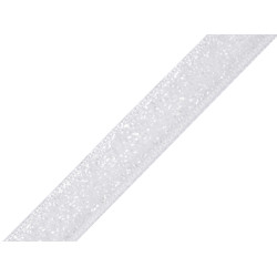 Tasiemka aksamitka szerokość 10 mm z lureksem - White (1 Metr)