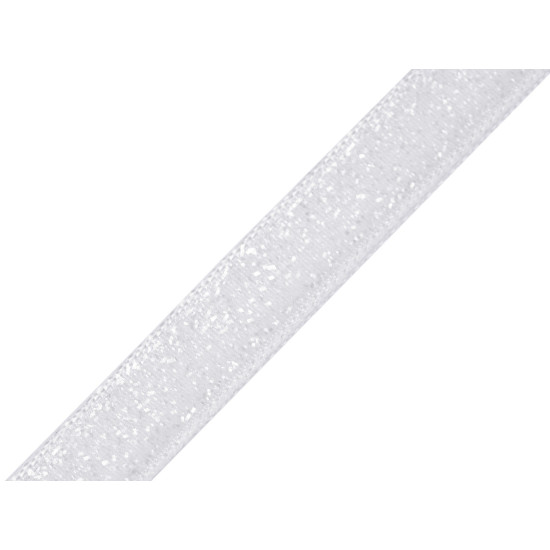 Tasiemka aksamitka szerokość 10 mm z lureksem - Srebrny (1 Metr) Tasiemka aksamitka szerokość 10 mm z lureksem - Srebrny (1 Metr)
