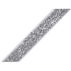 Tasiemka aksamitka szerokość 10 mm z lureksem - Srebrny (1 Metr)