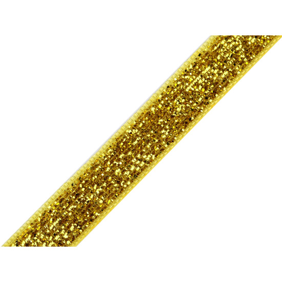 Tasiemka aksamitka szerokość 10 mm z lureksem - Srebrny (1 Metr) Tasiemka aksamitka szerokość 10 mm z lureksem - Srebrny (1 Metr)