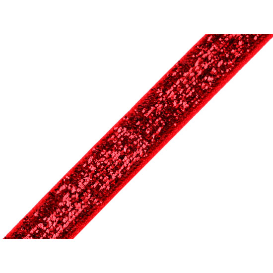 Tasiemka aksamitka szerokość 10 mm z lureksem - Srebrny (1 Metr) Tasiemka aksamitka szerokość 10 mm z lureksem - Srebrny (1 Metr)