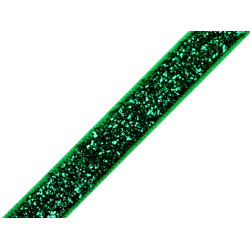 Tasiemka aksamitka szerokość 10 mm z lureksem - Zielony (1 Metr)
