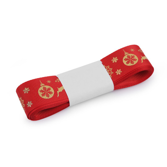 Wstążka rypsowa szerokość 25 mm motyw świąteczny - Czerwony (3 Metry) Wstążka rypsowa szerokość 25 mm motyw świąteczny - Czerwony (3 Metry)