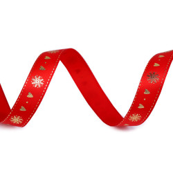 Christmas satin ribbon width 15 mm - Red (45 Meters)