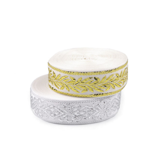 Wstążka z lureksem szerokość 30 mm - Off white (54 Metry) Wstążka z lureksem szerokość 30 mm - Off white (54 Metry)