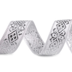 Wstążka z lureksem szerokość 30 mm - White (18 Metry)