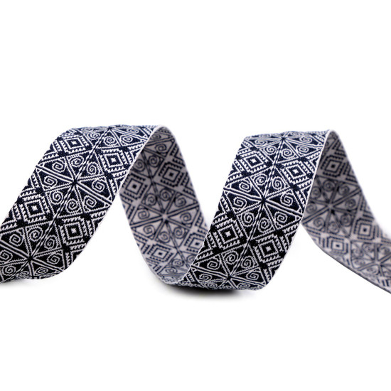 Trimming ribbon width 25 mm - Black-blue (18 Meters) Trimming ribbon width 25 mm - Black-blue (18 Meters)