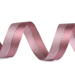 Wstążka z lureksem szerokość 25 mm - Stary róż (20 Metry)