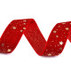 Christmas velvet ribbon width 25 mm stars - Red (1 Meter) Christmas velvet ribbon width 25 mm stars - Red (1 Meter)