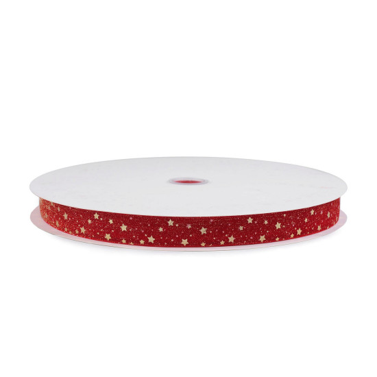 Christmas velvet ribbon width 25 mm stars - Red (1 Meter) Christmas velvet ribbon width 25 mm stars - Red (1 Meter)