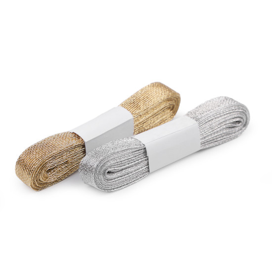 Wstążka dekoracyjna z lureksem szerokość 15 mm siateczka - Srebrny (5 Metry) Wstążka dekoracyjna z lureksem szerokość 15 mm siateczka - Srebrny (5 Metry)