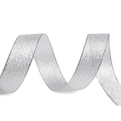 Wstążka brokatowa z lureksem szerokość 20 mm - Srebrny (1 Metr)