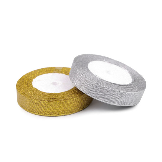 Wstążka brokatowa z lureksem szerokość 20 mm - Złoty (1 Metr) Wstążka brokatowa z lureksem szerokość 20 mm - Złoty (1 Metr)