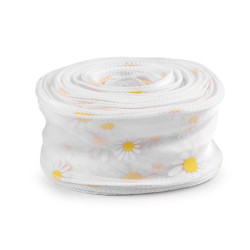 Wstążka z organzy szerokość 50 mm kwiaty - White (1 Metr)