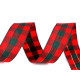 Checkered ribbon with lurex width 25 mm - Red (45 Meters)