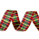 Checkered ribbon with lurex width 25 mm - Red (45 Meters)