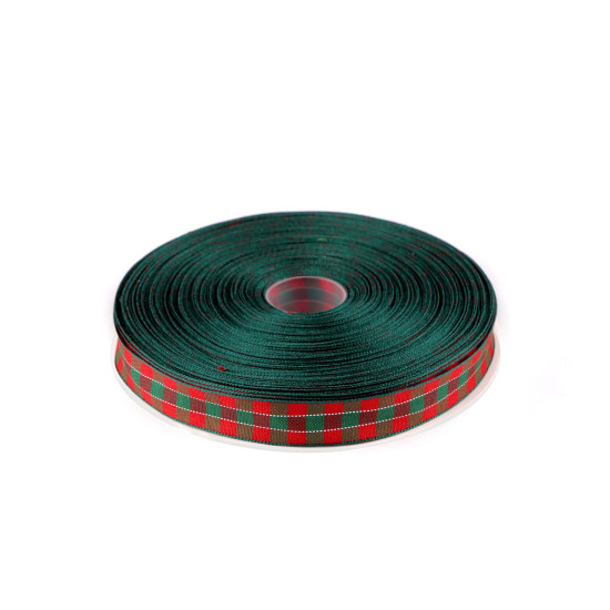 Checkered ribbon with lurex width 15 mm - Red (45 Meters)