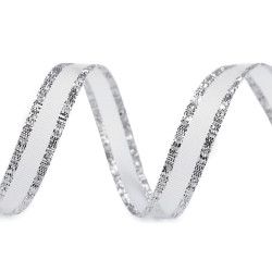 Ruban avec lurex, largeur 11 mm - Argent (45 Mètres)