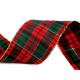 Checkered ribbon with lurex width 38 mm - Green (1 Meter)