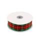 Checkered ribbon with lurex width 38 mm - Green (1 Meter)