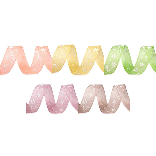Ribbon with flowers, width 25 mm - Vintage pink light (100 Meters) Ribbon with flowers, width 25 mm - Vintage pink light (100 Meters)