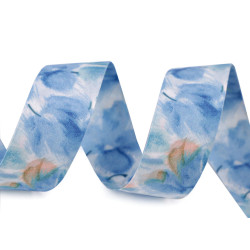Double-sided clothing ribbon with print width 25 mm - Light blue (1 Meter)