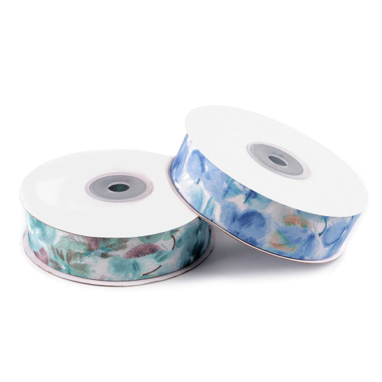 Double-sided clothing ribbon with print width 25 mm - Sage green, light (1 Meter) Double-sided clothing ribbon with print width 25 mm - Sage green, light (1 Meter)