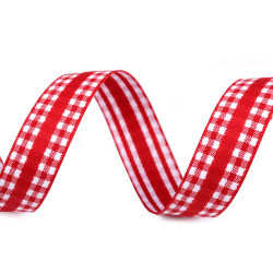 Checkered ribbon width 20 mm - Red (1 Meter)