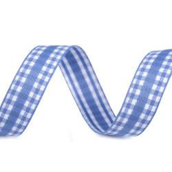 Checkered ribbon width 20 mm - Blue light (1 Meter)