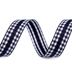 Checkered ribbon width 20 mm - Blue dark (1 Meter)