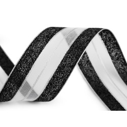 Wstążka z lureksem szerokość 40 mm - Czarny (45 Metry)
