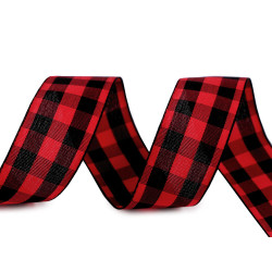 Checkered ribbon width 25 mm - Red (3 Meters)