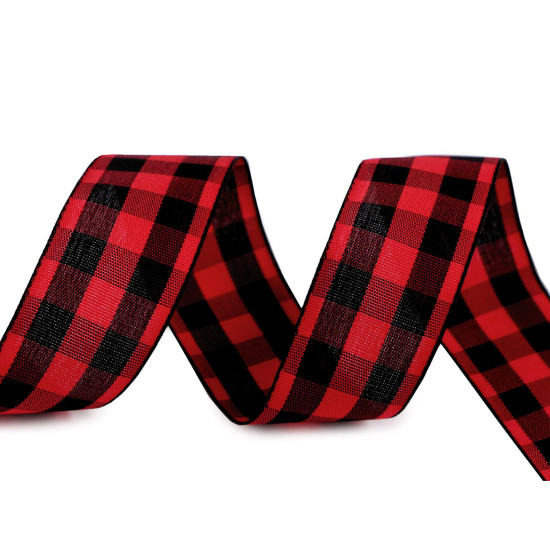 Checkered ribbon width 25 mm - Red (3 Meters)